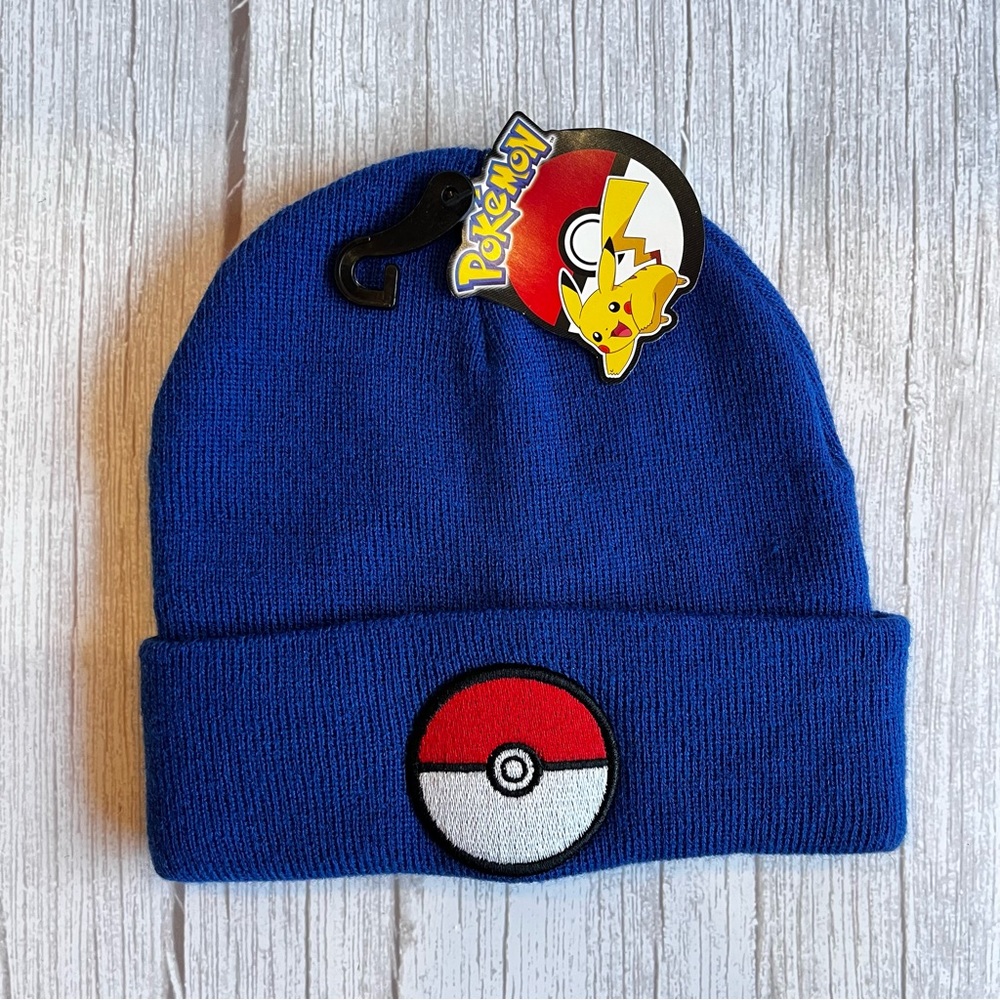 Pokemon 2017 Bioworld Winter Fall Knit Beanie Hat Toque Blue Poke Ball ONE SIZE